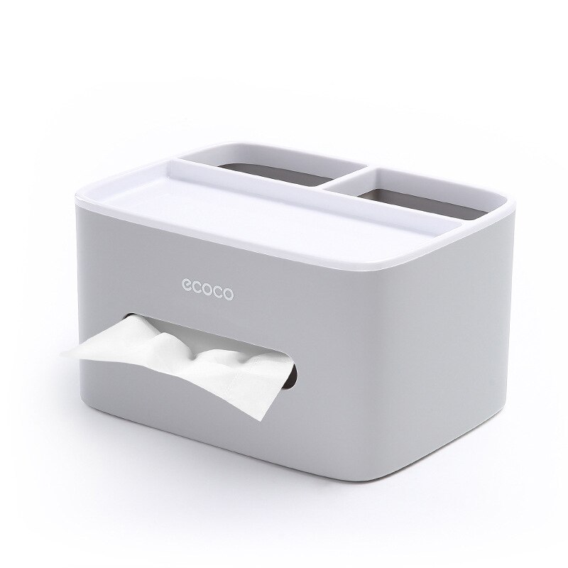 Tissue Box Cover Plastic Napkin Holder Double Storage Bathroom Living Room Paper Holder Office Waterproof Tissue Dispenser: gray