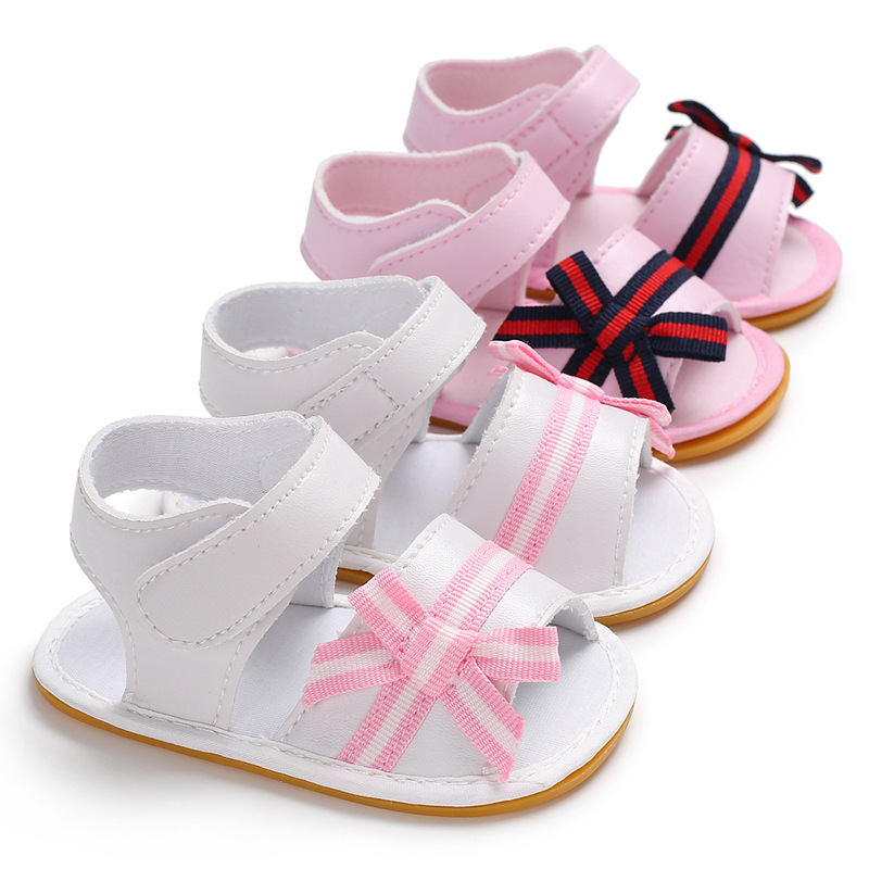 Bébé Fille blanc oddler sandales Infantile Enfant En Bas Âge mignon arc Rose Décontracté en coton Doux 0-2 ans Premiers Marcheurs D'été Chaussures de Berceau