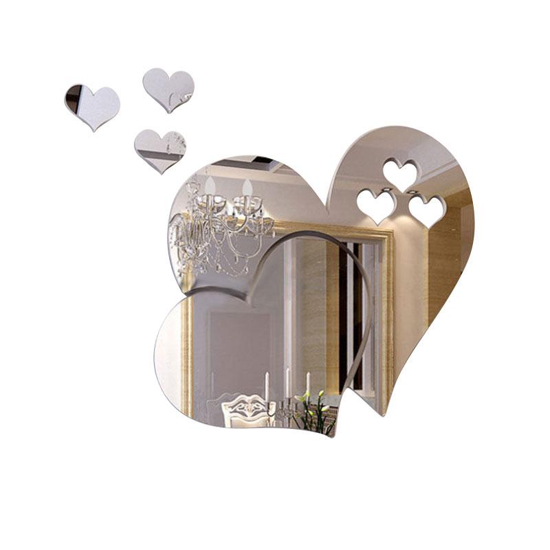Mirror Wall Stickers Hearts Love Hearts Hearts Removable 3D 3D Removable Home Mural Art Room Decal Decor Bedroom