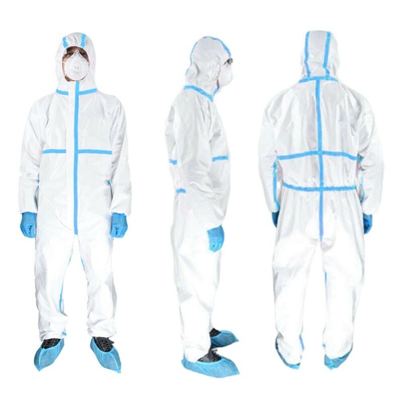 Neue Einweg Antibakterielle Kunststoff Verschlüsse Isolation Anzug Schutz Kleidung Sicherheit Staub-nachweisen Overall Antistatischen
