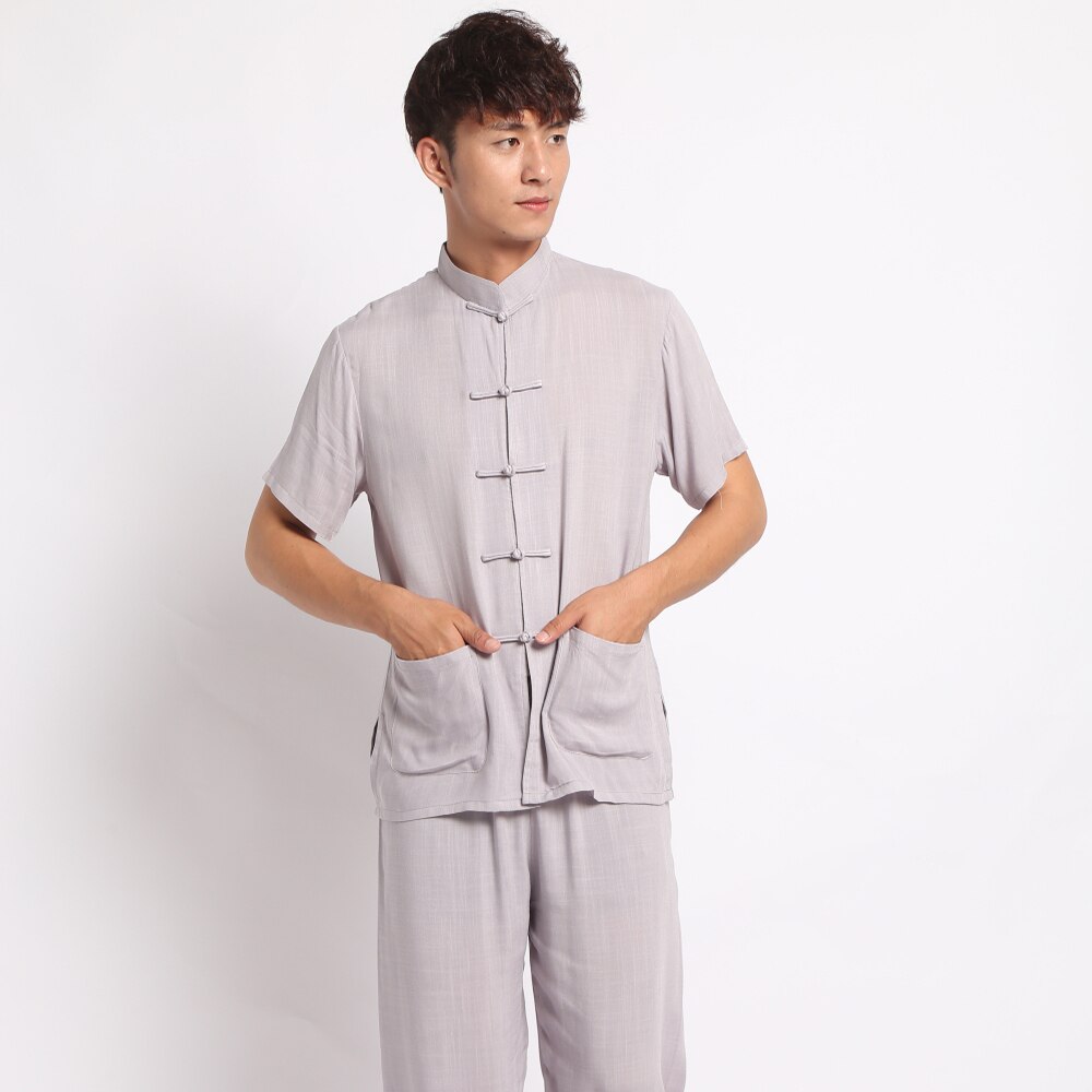 Casual Mannen Katoen Linnen Pyjama Pak Shirt & Broek Broek Nachtkleding Chinese Stijl Mannelijke Handgemaakte Knop Pyjama Set Homewear