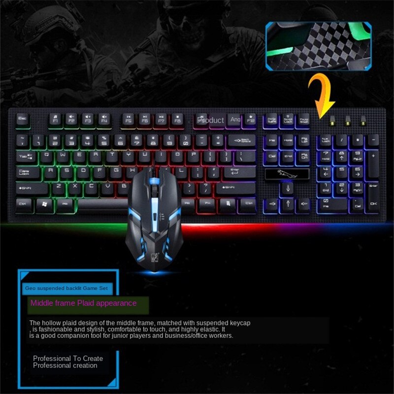 Ergonomische Gaming Toetsenbord Muis Coumbos Rainbow Backlit Lichtgevende Toetsenbord Drijvende Keycaps Mechanische Voelen Voor Pc Ps Xbox Gamer: SMT3C477Black