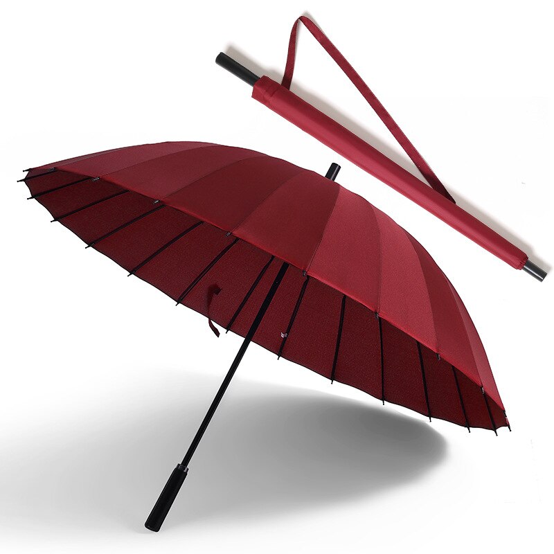 YRYP pluie parapluie hommes femmes 24K verre fibre parapluie forte coupe-vent poignée femmes paraguay: Wine Red