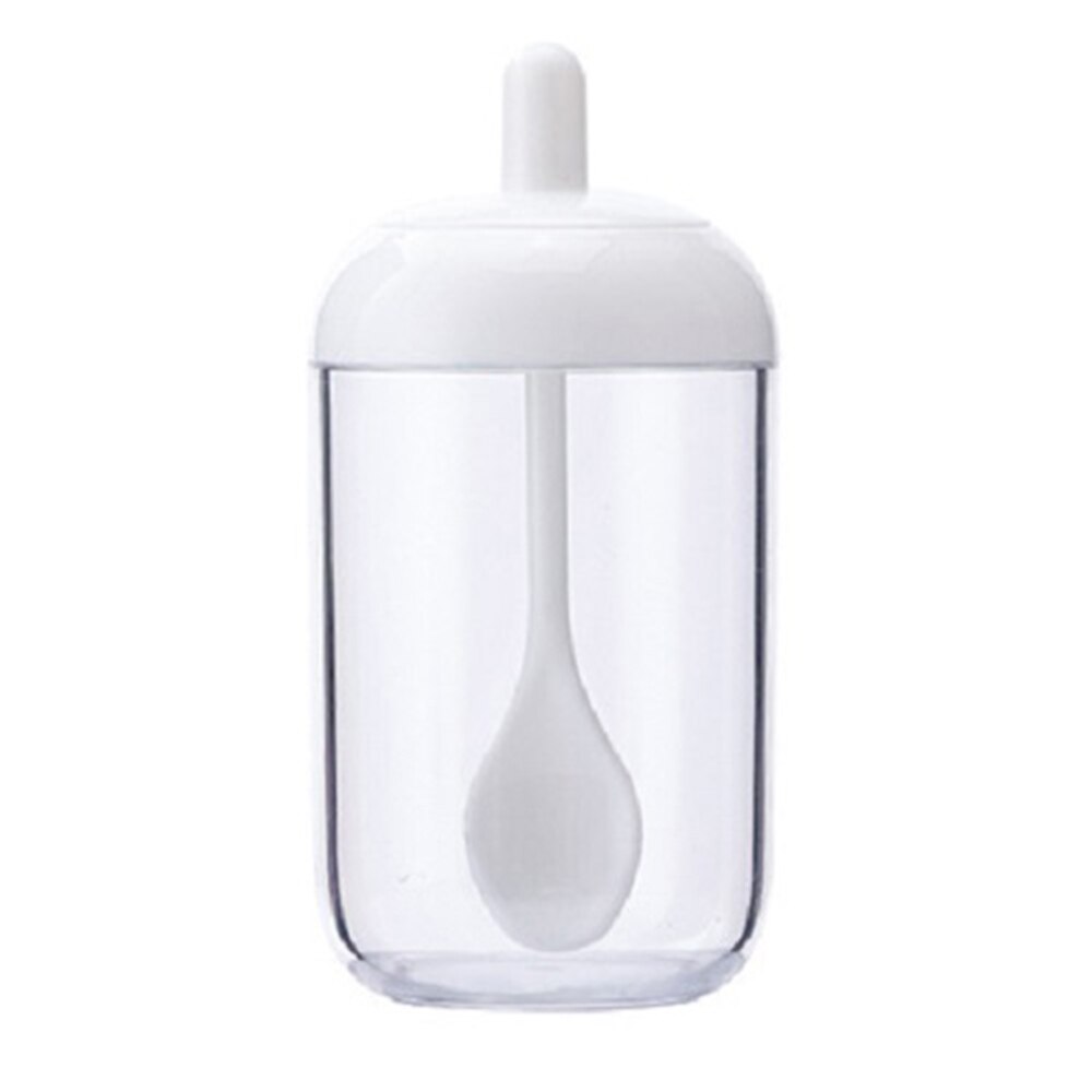 Gewürz Glas Mit Deckel Löffel Set Kunststoff Kräuter Würze Dosen Salz Lagerung Container Dichtung Box Pfeffer Gewürz Dosen Küche Veranstalter: WHITE