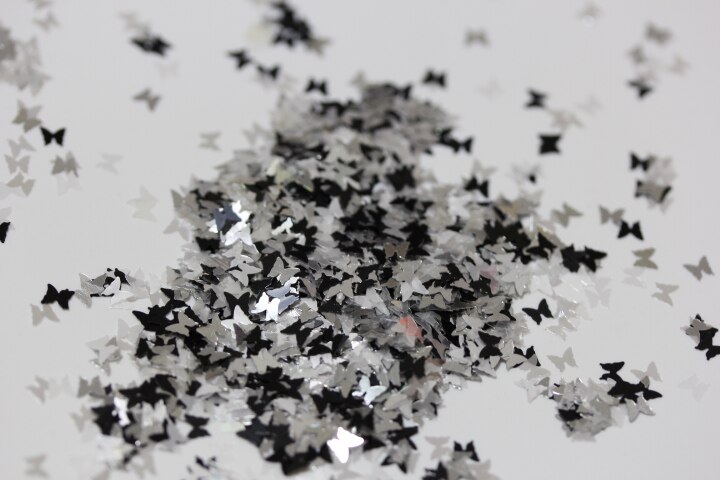 Mischt Silber Weiß und Schwarz Lösungsmittel beständig Schmetterling funkeln Pailletten für Nagel Kunst und Andere DIY dekoration
