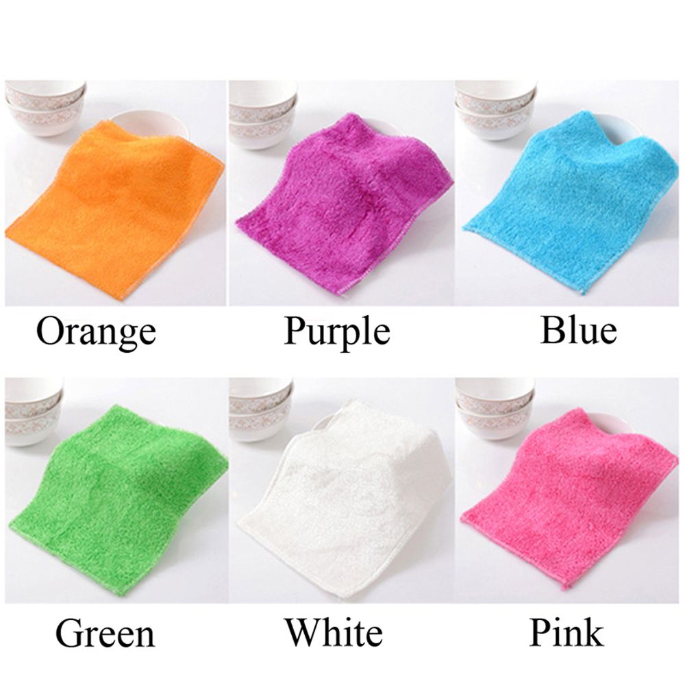 1/5PCS Home & Living Anti-grease Household Bamboo Fiber Scouring Pad Dish Cloth Washing Towel Cleaning Rags