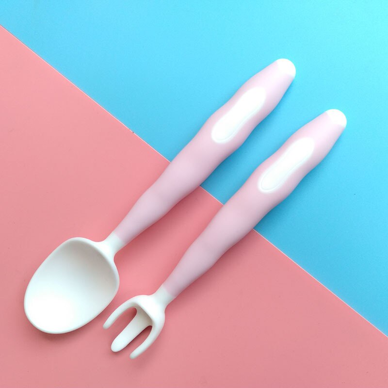 Juego de cucharas y tenedores para bebé, Set de 2 piezas para comida auxiliar, práctico flexible, PP, vajilla de entrenamiento para alimentación: 5
