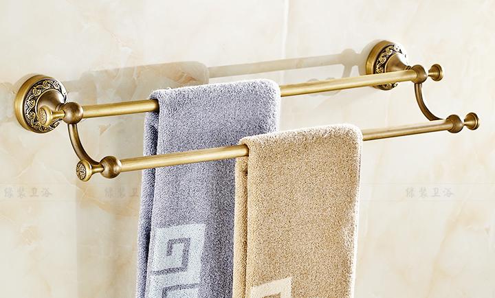 Antique Brushed Brass Bathroom Accessories Sets European Carving Bronze Bathroom Hardware Set Bathroom Products Rw2