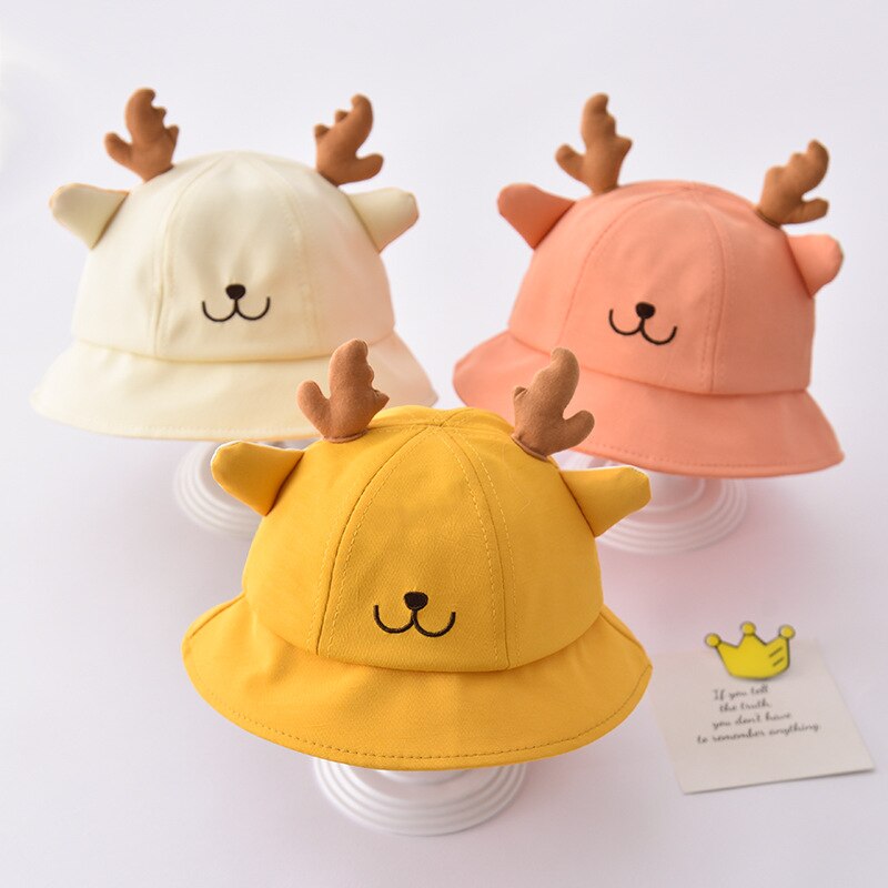 2022 Baby Bucket Hat Summer Leisure Sun Cap Animal Embroidery Boys Girls Fisherman Hats Kids Wide Brim Panama Caps