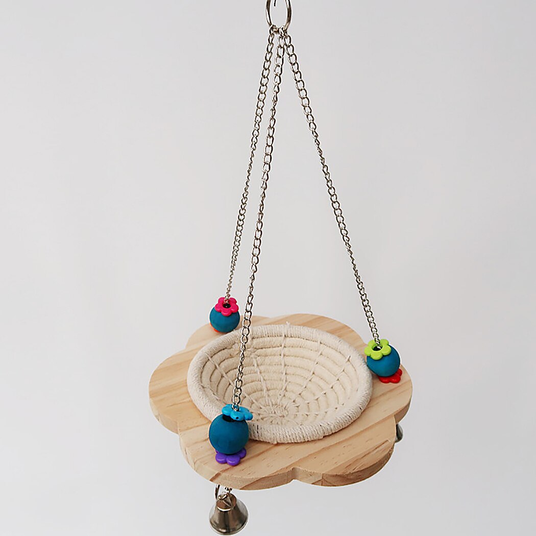 Handmade Wood Bird Nest Multipurpose Hanging Cave Bird House Swing Toy for Parrots