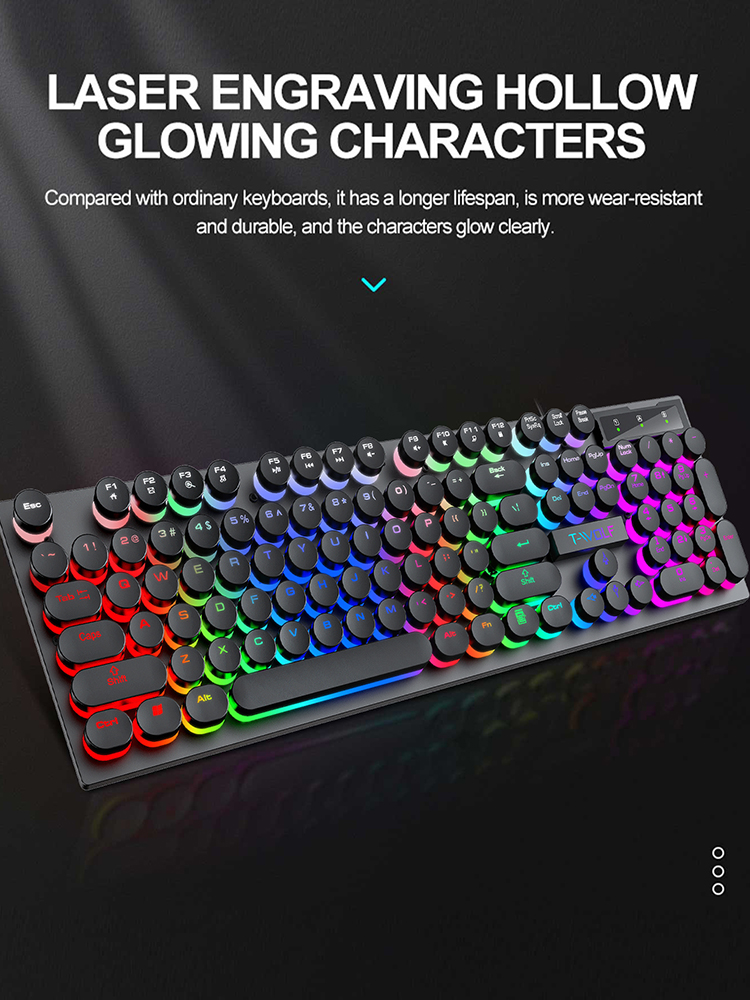 Sensación mecánica Shadow, teclado, computadora de sobremesa, computadora portátil, juego de deportes electrónicos, teclado con cable iluminado