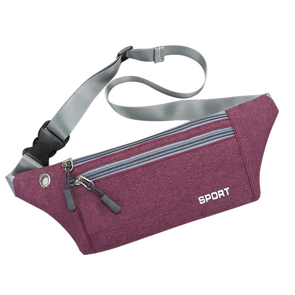 Sport Wasit Bag Men Women Fanny Pack Couple Canvas Waterproof Versaile Mult-function Belt Bag Bolso Cintura: Pink