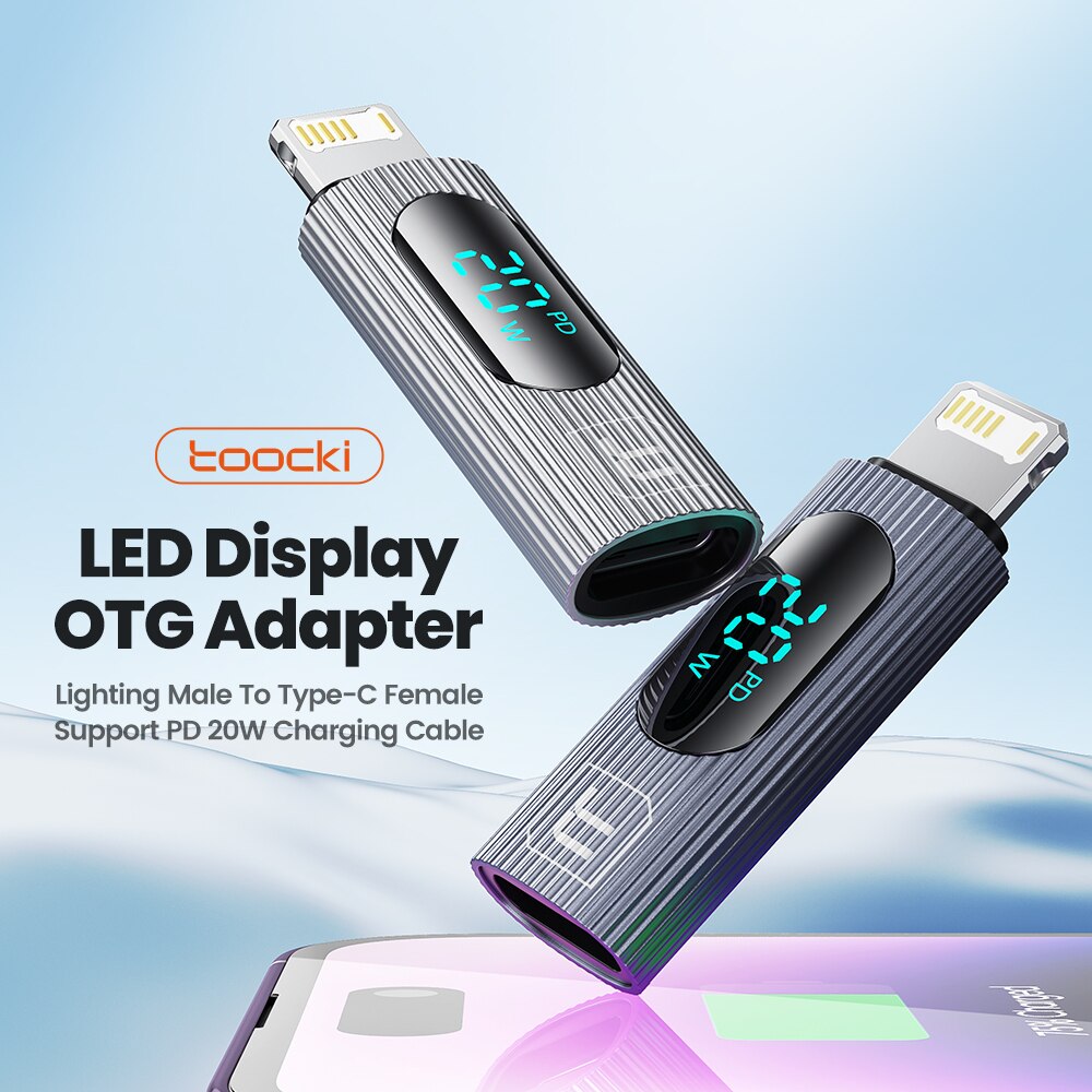 Toocki USB 2.0 wyświetlacz OTG Adapter PD 20W szybkie ładowanie błyskawicy męskie do typu C złącze żeńskie dla iPhone 15 14 13 konwerter