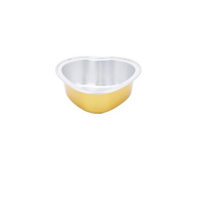 Mini taza de aluminio con forma de corazón para postre, taza desechable para comida, pudín, Mousse, contenedor de gelatina, molde para hornear cupcakes, 10 Uds.: Dorado