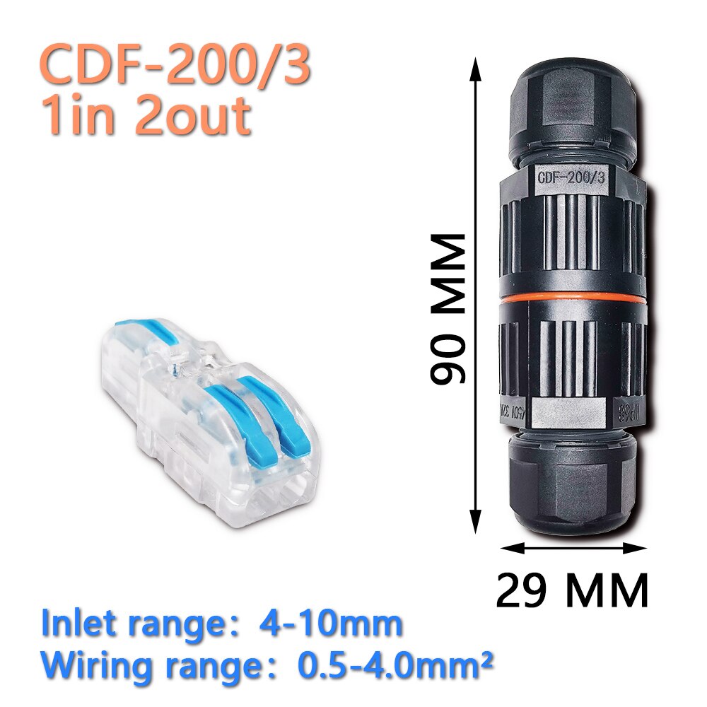 IP68 Quick Push in Terminal block Conductor Connector Electrical Waterproof Connector Wire Cable 2/3/5 Pin Outdoor Plug Straight: IP68 F12BT