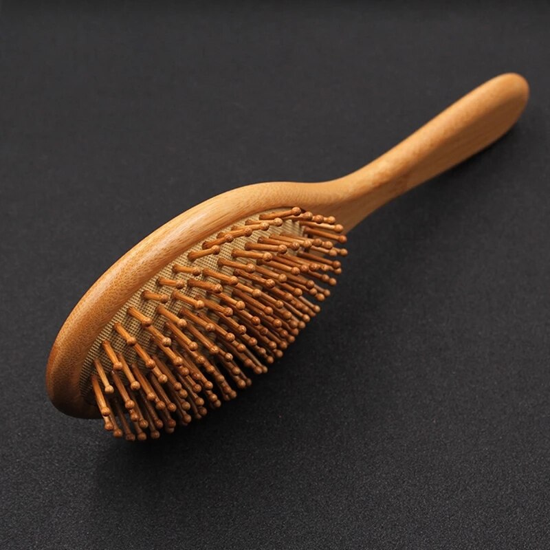 Natürliche Bambus Kopfhaut Massage Haarpflege Anti-Statische Paddel Griff Entwirren Haar Pinsel Kissen Kamm Friseur Styling Werkzeuge