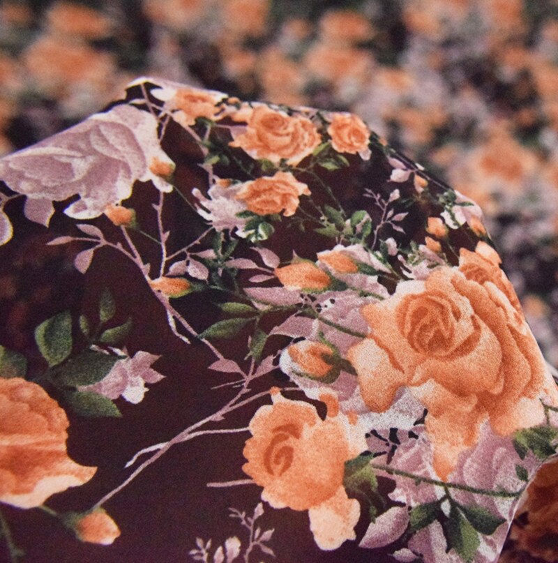 Half Meter Spring Summer Rose Flower Chiffon Fabric For Dress Gallus Lady's Garment Sewing Tissue T1571