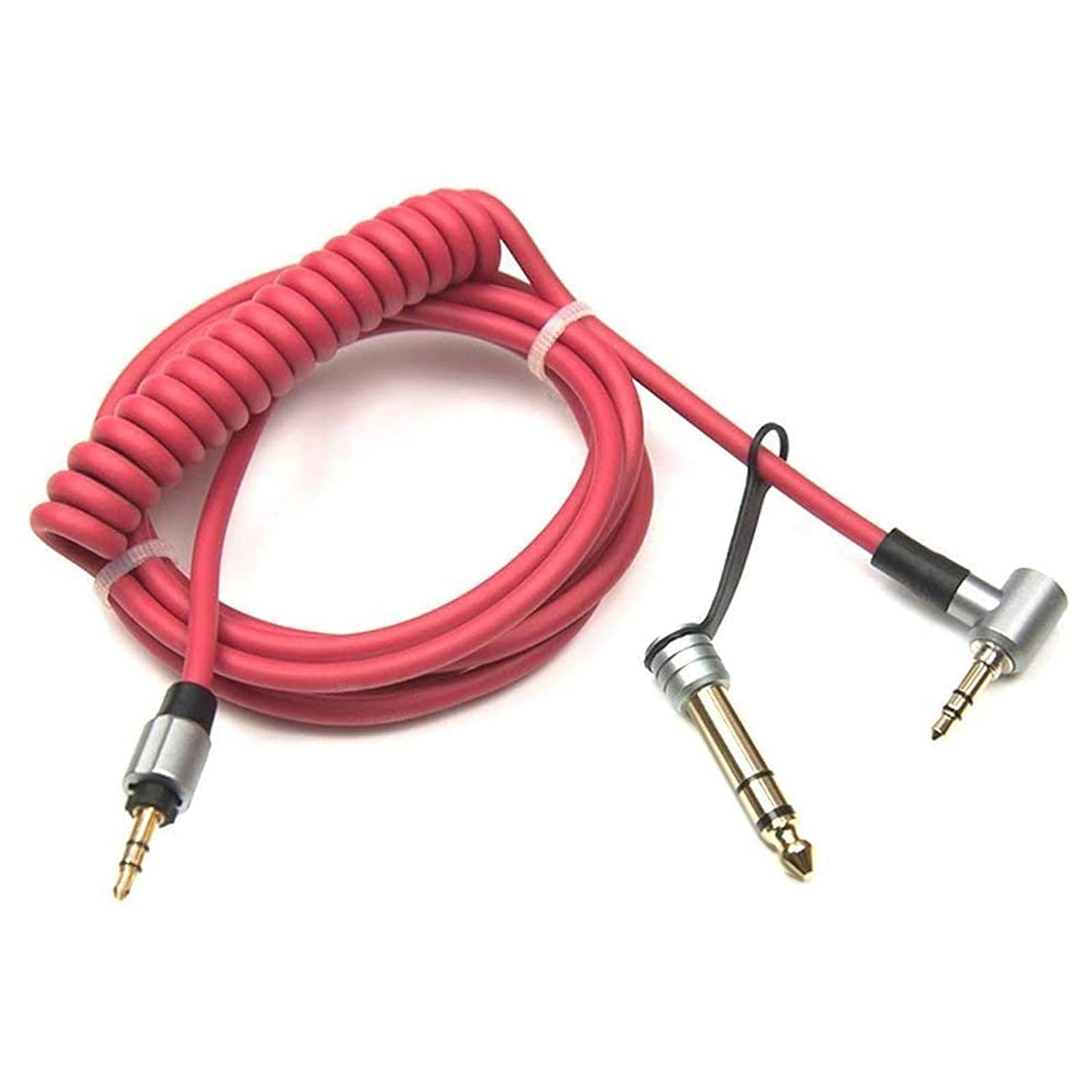 Ersättnings 3.5mm 6.5mm -ljudförlängningskabel kompatibel med beat by dr. dre solo studio pro detox trådlösa mixr-hörlurar: Röd