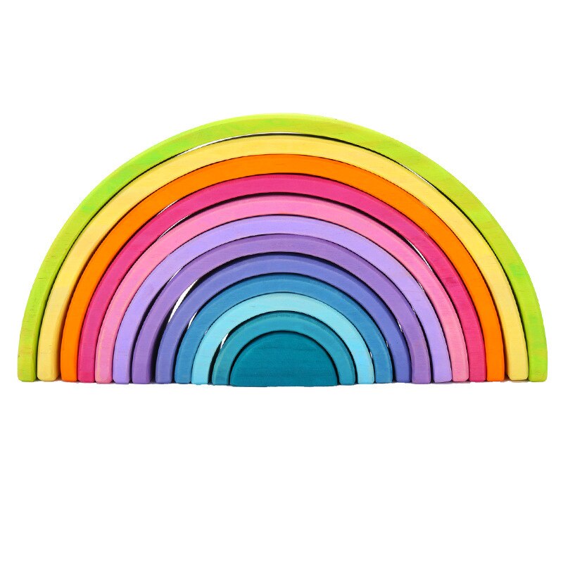 Rainbow Kids Toys Arcoiris Wooden Blocks Toys For Children Fun Game Building Blocks Montessori Wooden Educational Toys: WJ3536MKL