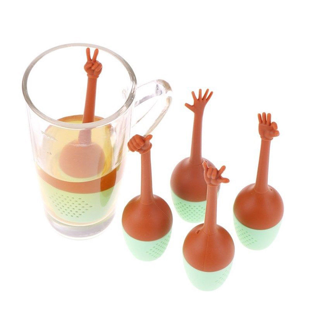 Søde sjove hænder silikone te infuser te kaffe filter løs blade urte krydderi holder te si drikkevare tilbehør