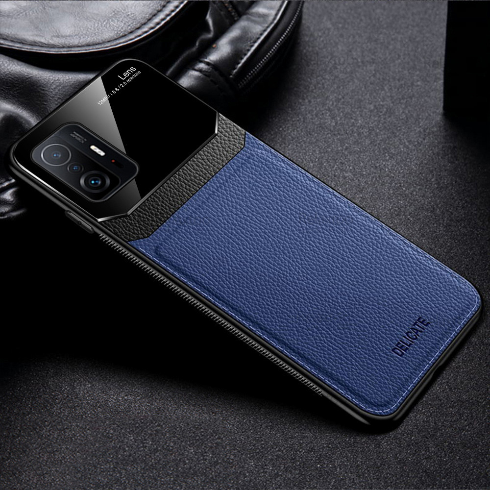 Voor Xiaomi 11 T Pro Case Lederen Plexiglas Bescherming Cover Voor Xiaomi11T Xiomi Mi 11 T Mi11T 11Tpro Siliconen frame Bumper Funda: Mi 11T / blue