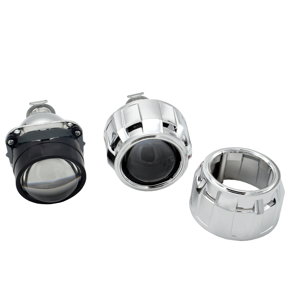 2Stck 2,5 Zoll Bi Xenon versteckt Projektor Objektiv Silber Leichentuch Dämon Augen passen H1 Xenon LED Birne nachrüsten H4 h7 Motorrad Auto Scheinwerfer