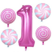 5 stuks babyshower 1st folie ballonnen met cijfers 18 inch ronde heliumballon verjaardagsfeestdecoratie opblaasbare wereldbol diy jubileum