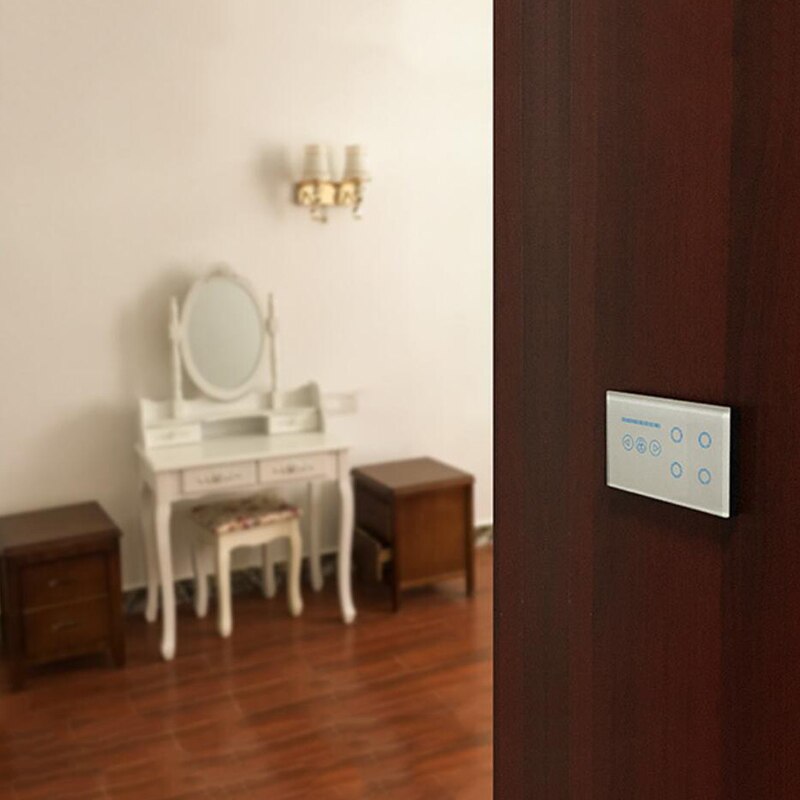 Wifi Smart Home Light Switch 4 Gang Tempered Glass Touch Panel Combo Intelligent Fan Power Metering For Alexa/Google Home