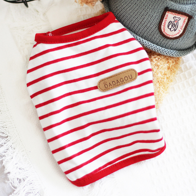 Chaleco sin mangas a rayas para cachorros, ropa para mascotas para perros pequeños, jerséis de Pomerania, Chihuahua, camisetas para gatitos, trajes: S / Rojo