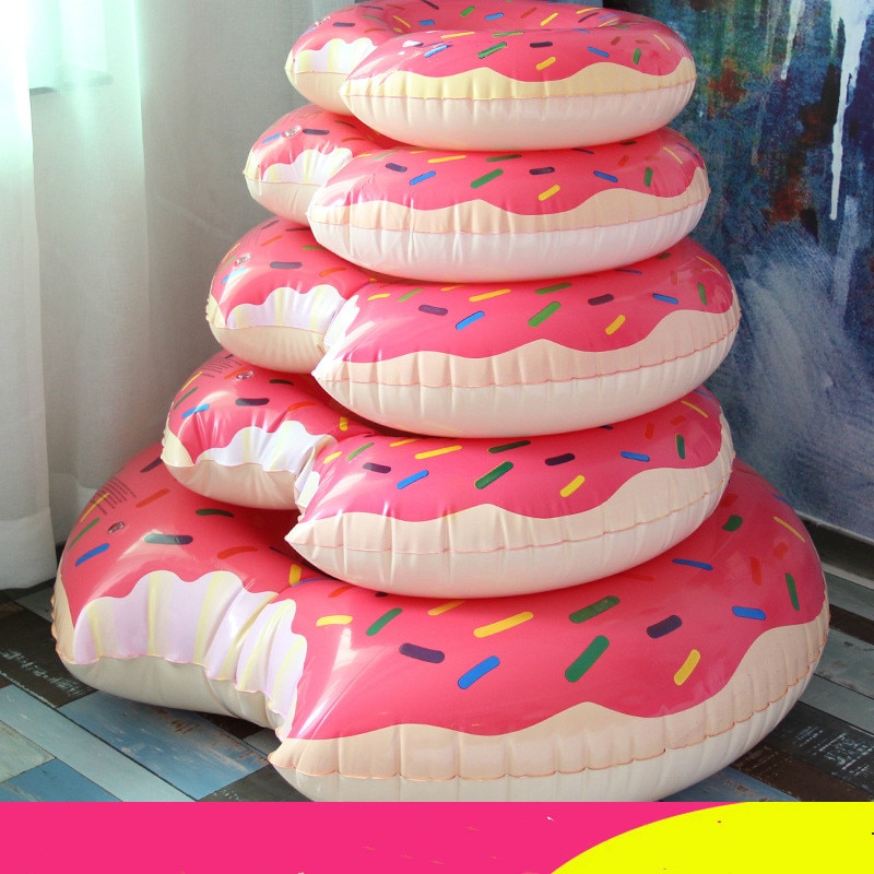 Donut-flotador inflable gigante para piscina, colchón inflable de juguete de agua para verano, en la playa, 60-120: 90 pink