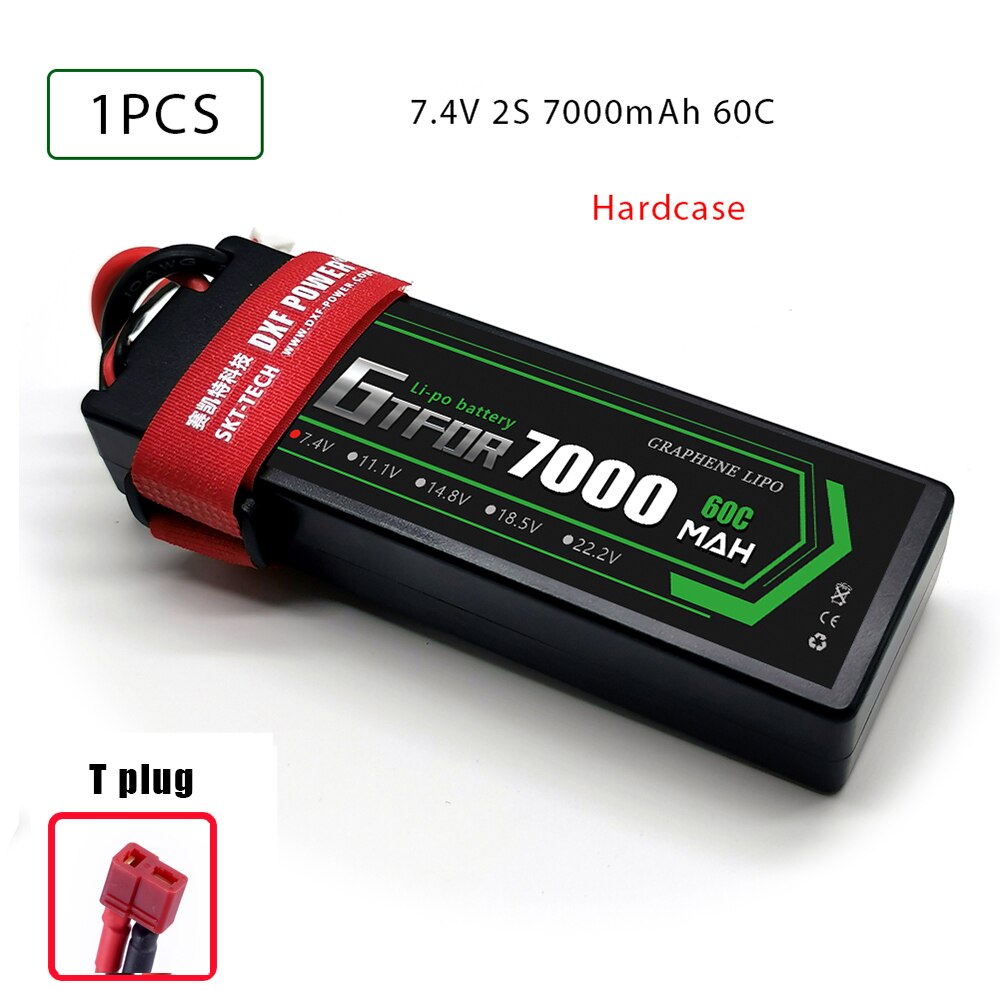 7.4V 5200 7000mAh 50C 60C 100C 120C GTFDR LiPo Battery Pack 2S HardCase For 1/8 1/10 RC Car Model Slash Emaxx: 1PCS7000mahDEANS