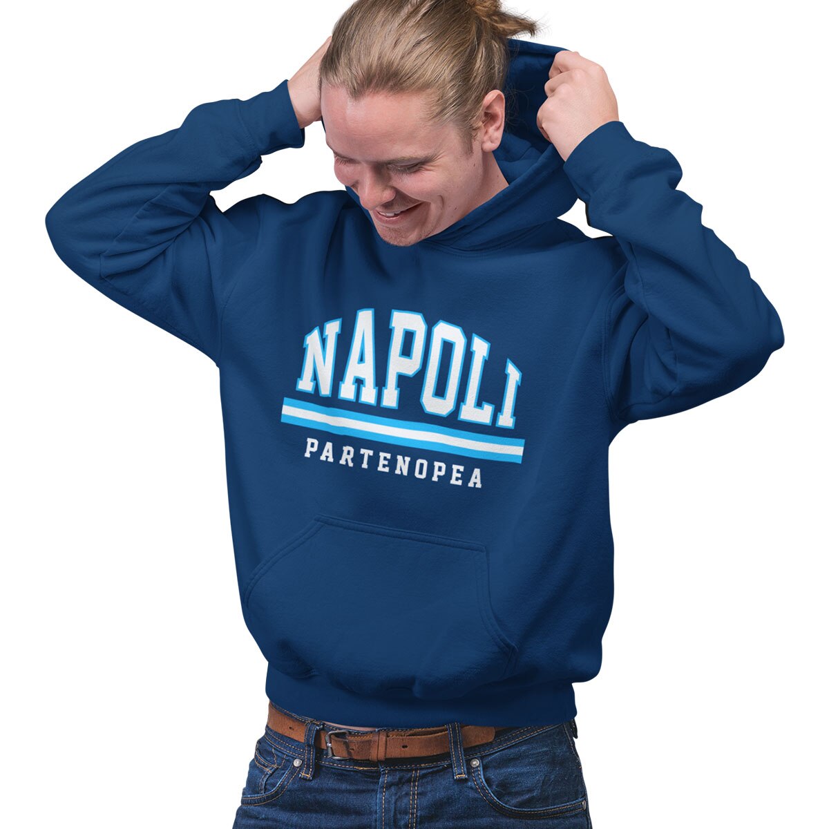 Sudadera con capucha Fans de la ciudad de Nápoles Partenopea Italia Fútbol Ultras B Curve S azul marino Blues: XL