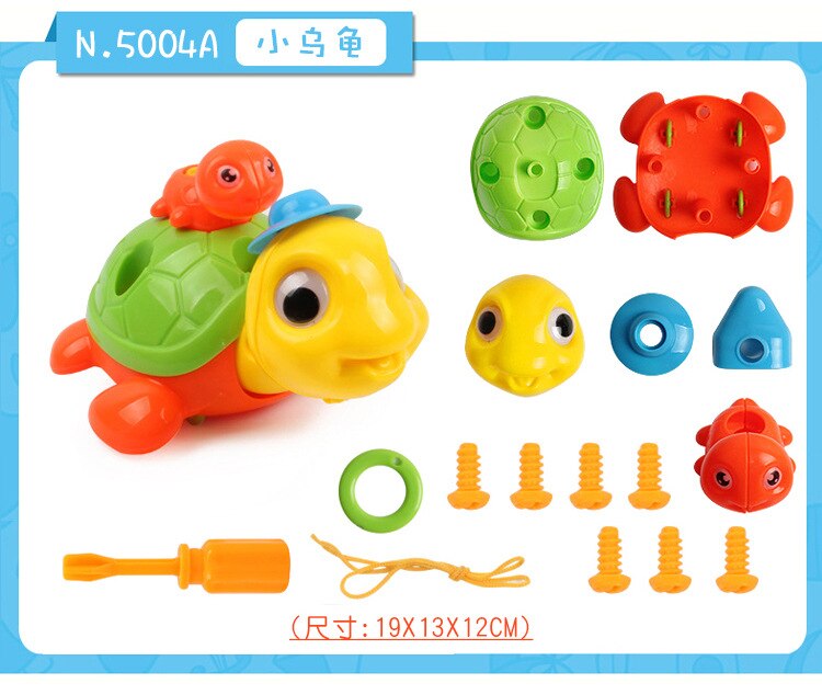 3WBOX tools screw toy Plastic 3D Removable Combination animal Assembly hands-on ability exercise nut educational for children: Red