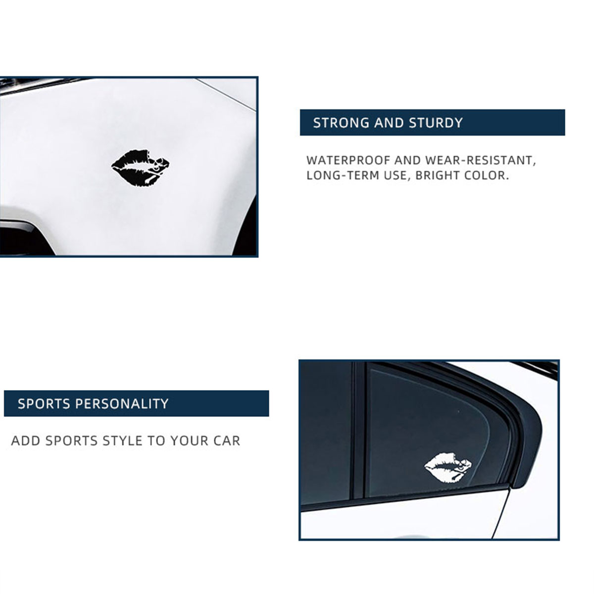 1/2x Autosticker Kiss Lips Waterdichte Motorfietsen Decors Bumper Achterruit Biker Helm Autosticker Vinyl Auto Sticker Accessoires