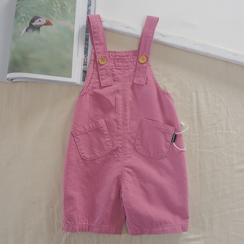 Peuter Meisjes Overalls Toevallige Losse Jumpsuit Voor Jongens 2 3 4 5 6 Jaar Baby Broek Mode Kalf Lengte Kinderen jumpsuits: rose red / 24M