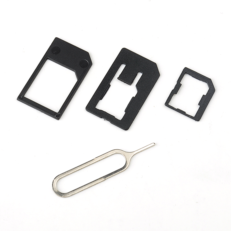4 stück/set handy-mikro-sim-adapter, schwarz, mit kartensteckplatz, reparatur-diy-sim-adapter, langlebiges und praktisches zubehör für 5 4 4s