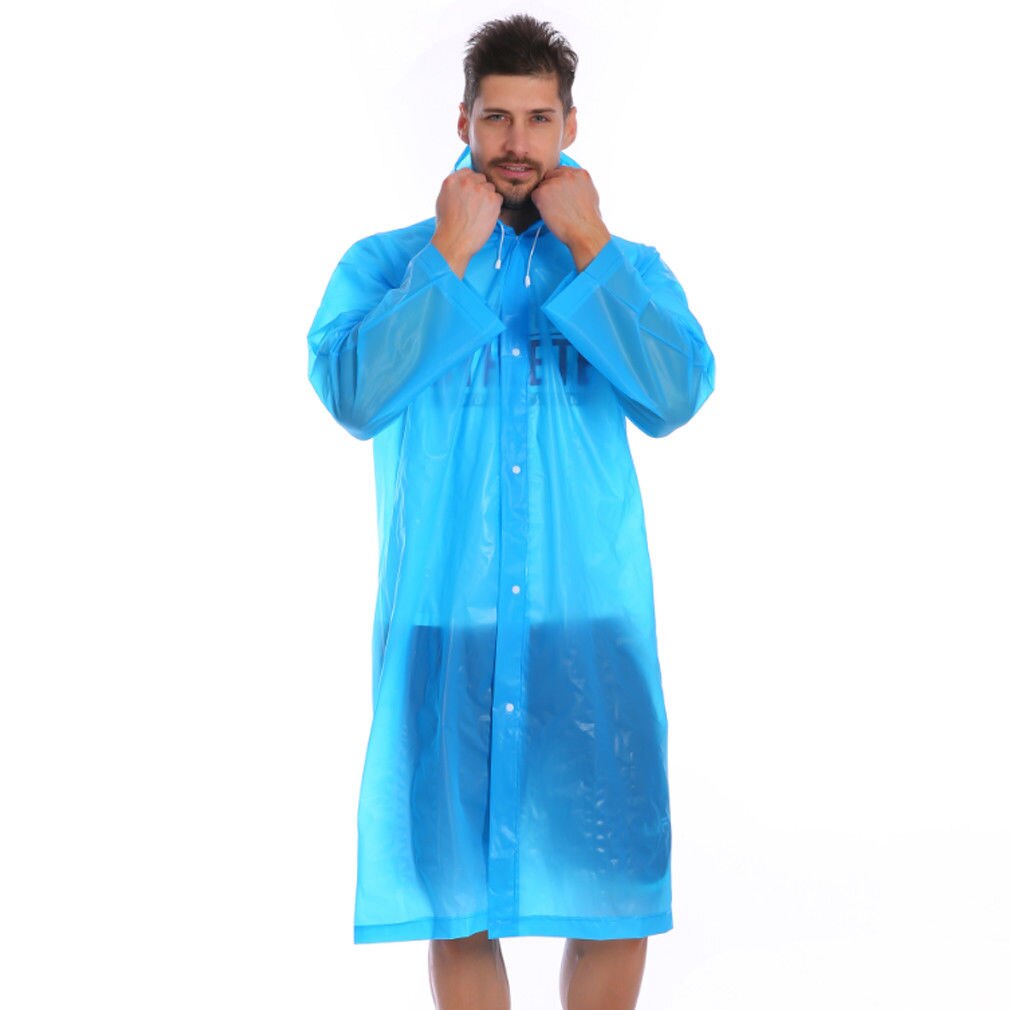 Clear Raincoat Women Raincoat Thickened Waterproof Rain Coat Men Clear Transparent Camping Waterproof Rainwear Suit: Blue