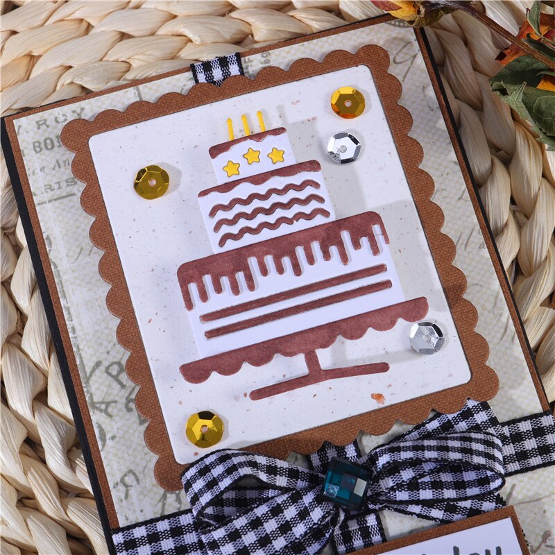 YaMinSanNiO Kuchen Stirbt Glücklich Geburtstag Metall Schneiden Stirbt Scrapbooking Dekorative Präge bilden Handwerk Schablone Stanzen Vorlagen