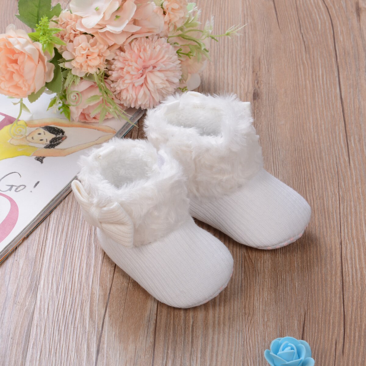 Winter baby warme schoenen eenvoudig schattig mooi modieus zacht antislip warm veelkleurig pluche laarzen winkelen trip wandelen: Wit / 13vm