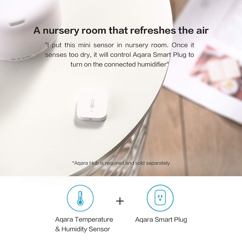 Aqara temperatur luftfuktighetssensor miljö lufttryck zigbee smart hem trådlös styrning arbeta med mijia app