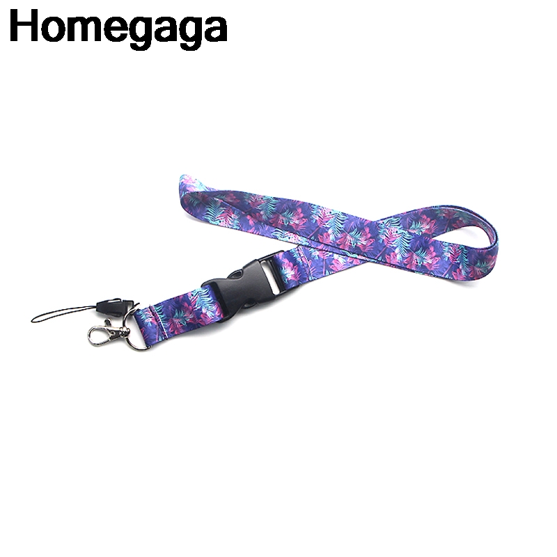 Homegaga Paarse Bloemen Bladeren Lanyards Nekkoord Id Badge Telefoon Houders Ketting Voor Sleutels Badge Houders Singels Linten D2129