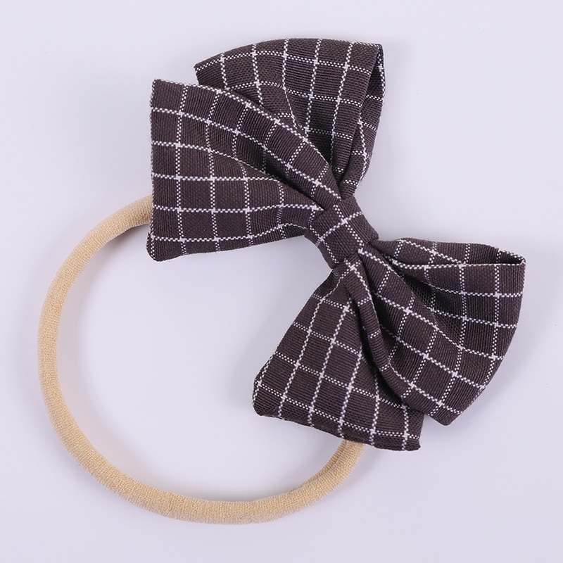 Nette Plaid Nylon Baby Stirnbänder Für Mädchen Baumwolle Leinen Bogen Handgemachte Elastische Knoten Baby Hairband Stirnband Neugeborenen Haar Zubehör