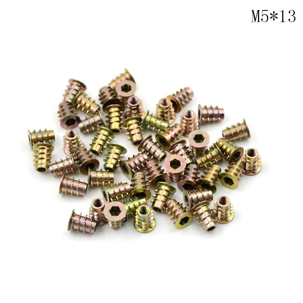 50Pcs M4 * 8/10/M5*10/8/13/M6*10/13 Zink legering Meubels Hex Socket Drive Hoofd Moer Schroefdraad Voor Hout Insert Noten: A5