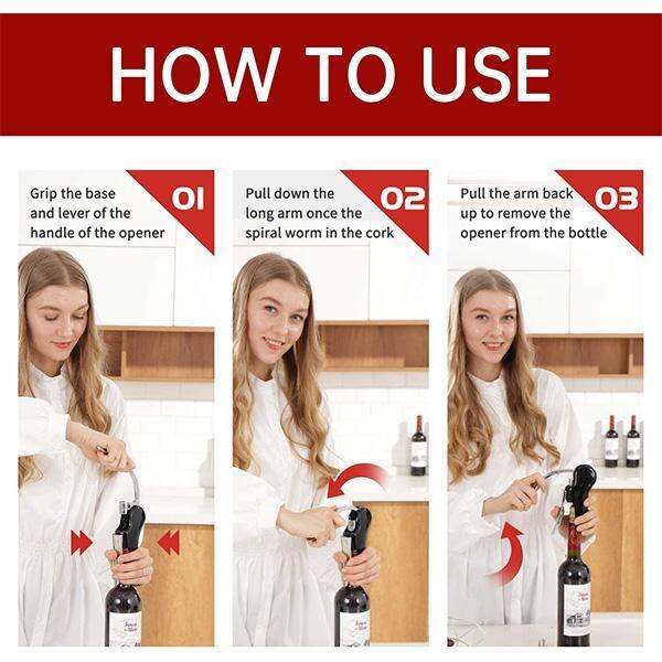 Mintiml Vertical Lever Corkscrew Bottle Openers Foil Cutter Wine Tool Set Cork Drill Lifter Kit Wine Opener Bar Lever Corkscrew