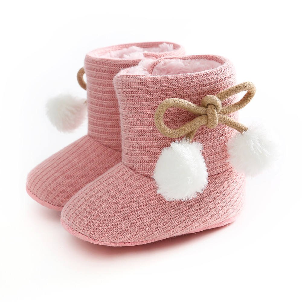 Jongens Meisjes Laarzen Baby Kid Meisjes Schoenen Gebreide Bont Laarzen Peuters Soft Sole Korte Warme Zachte Sneeuw Schoenen 0- 18 maanden