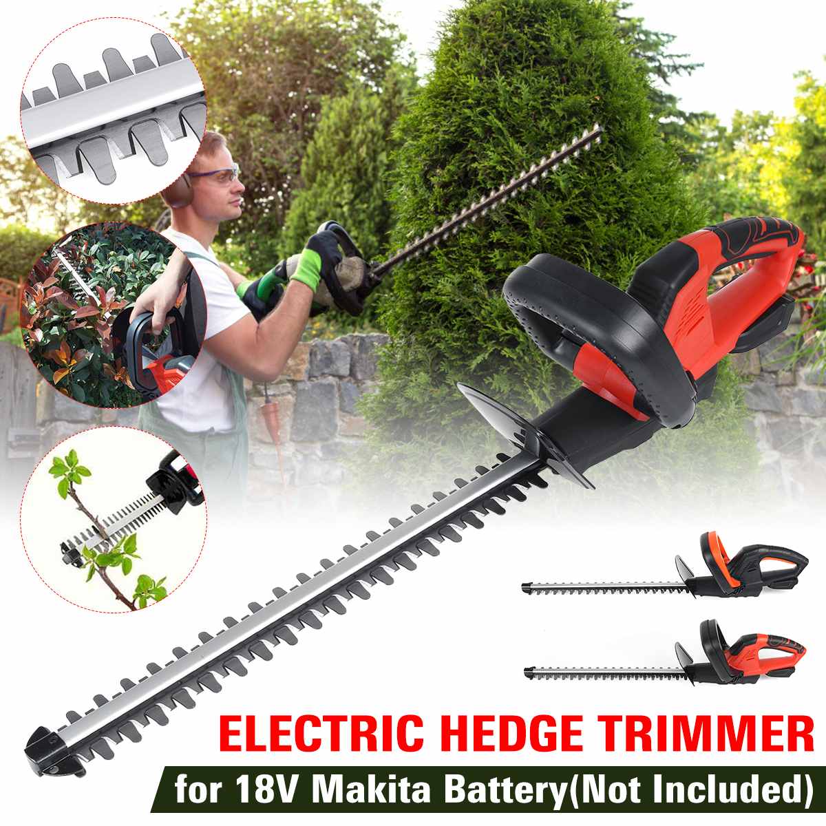 Electric Cordless Hedge Trimmer Weeding Shear Pruning Saw Woodworking Chain Saw Wood Cutter Logging For 18V Makita Battery