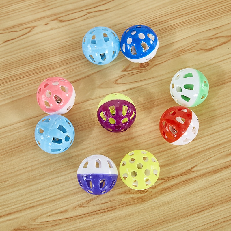 Small Hollow Plastic Cat Toy Ball Double-color Hollow Cat Toy Plastic Hollow Double-color Ring Ball