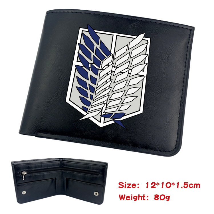 Attack on Titan Animation Derivative Portable Folding Wallet Short Coin Purse with Card Holder: black