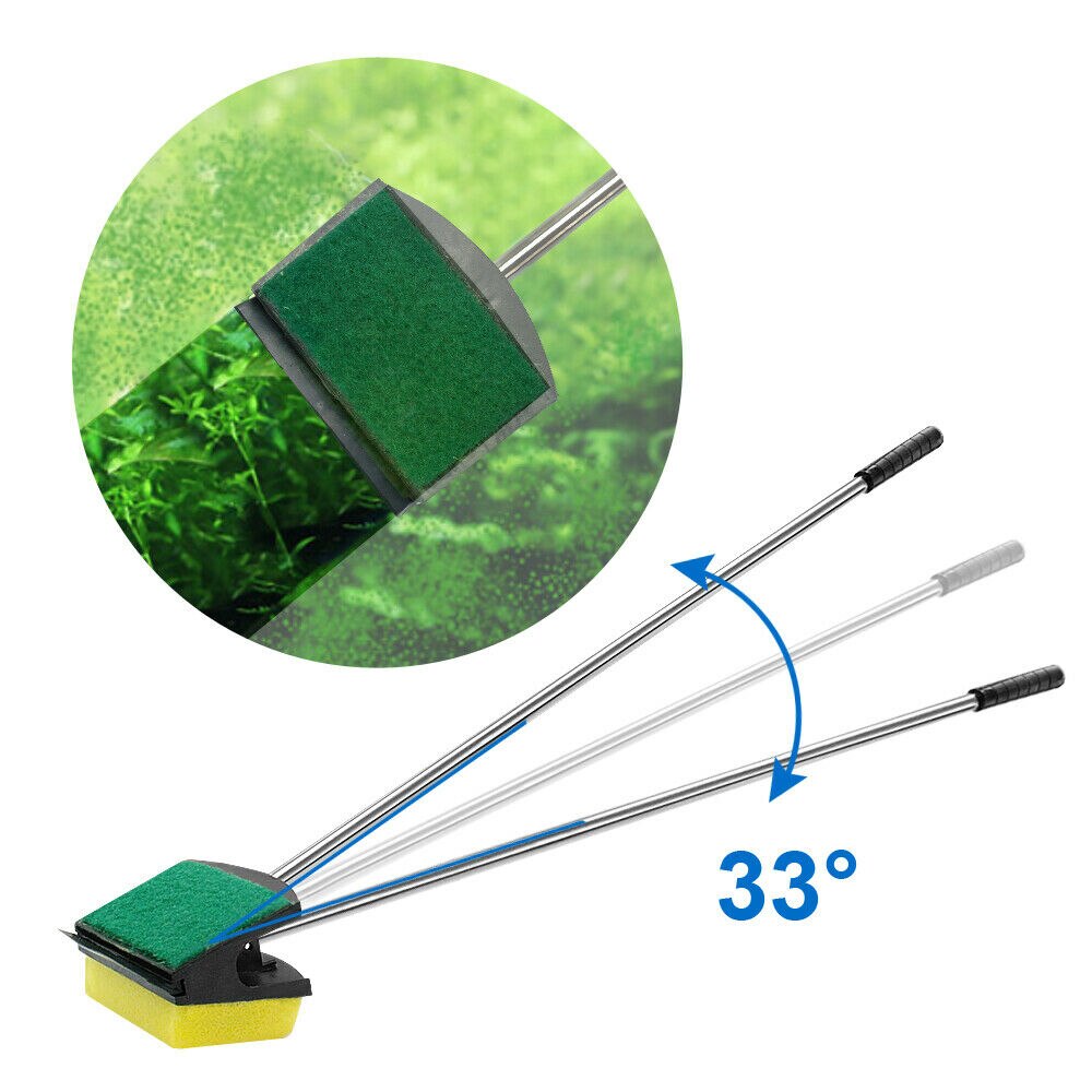 45cm Aquarium Plastic Fish Tank Glass Window Algae Double-sided Sponge Cleaning Brush Cleaner Scrubber Long Handle Cleaning