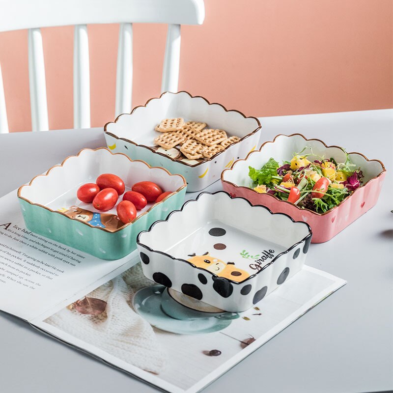 Cartoon style dinner plate barbecue plate salad plate ceramic dinner plate for children